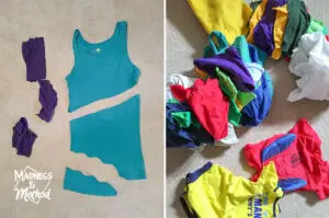 cut up tank top and pile of rags