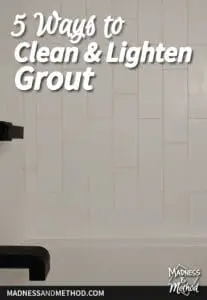 clean and lighten grout text overlay on white tiles and white grout