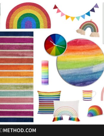 rainbow decor graphic on white background