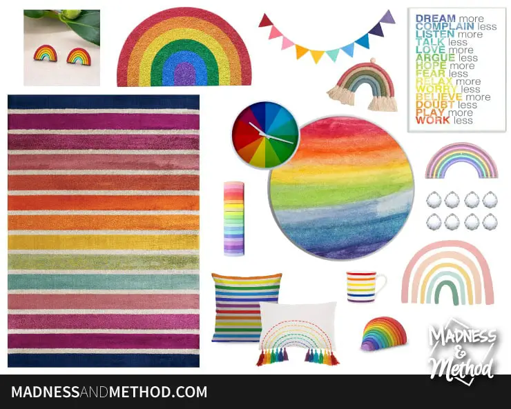 rainbow decor graphic on white background