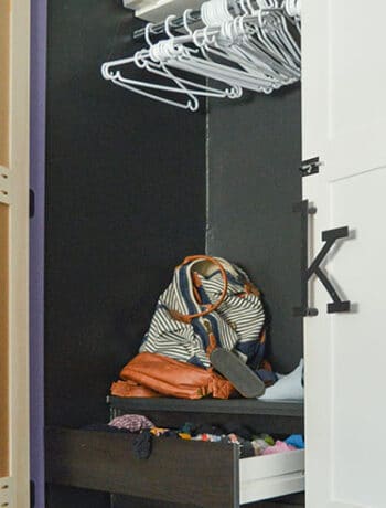 open closet with empty hangers