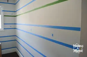 painters tape stripes on white walls