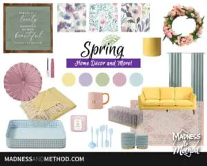 spring home decor products moodboard