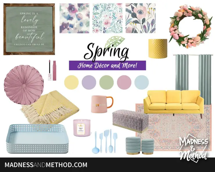 spring home decor products moodboard