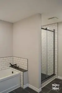 white and black bathroom renovation