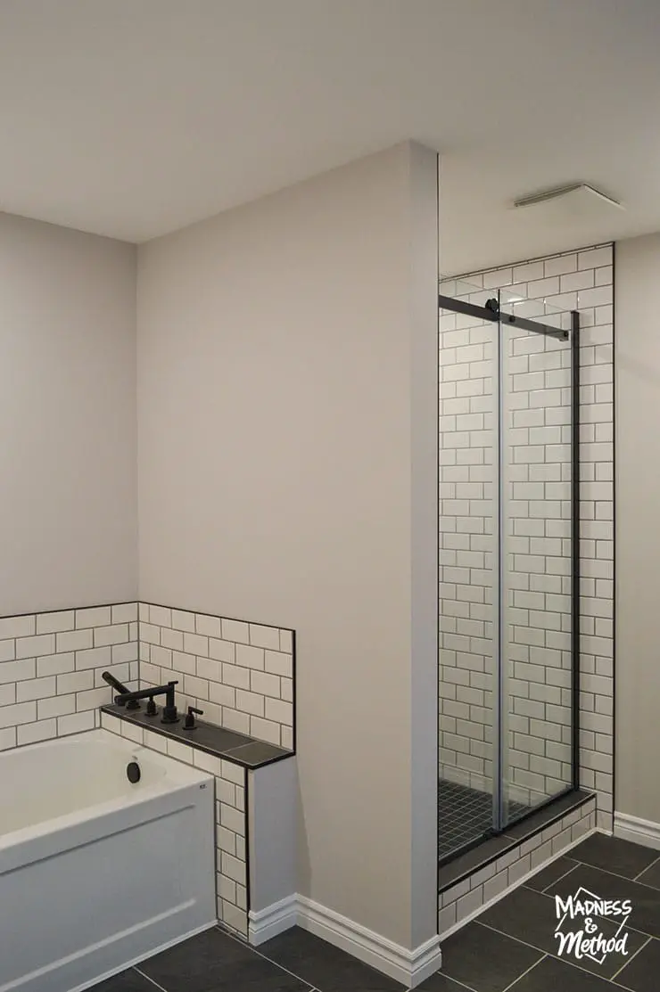 white and black bathroom renovation