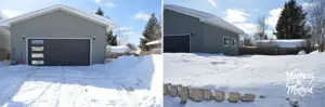 two car garage in winter with lots of snow