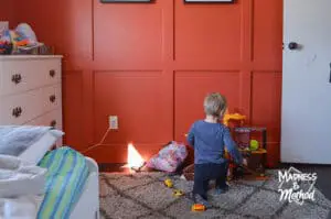 red kids room with toys
