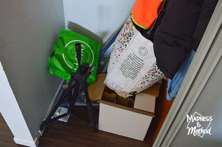 messy closet floor