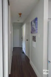 raised ranch hallway with white walls and ceiling
