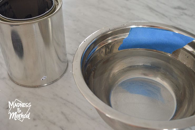 metal bowl and paint can