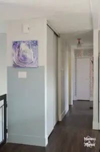 hallway makeover with half blue wall