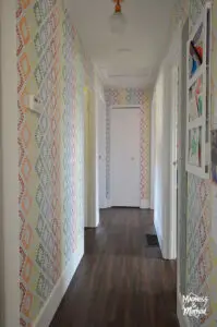 subtle rainbow white hallway