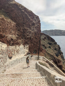 walking down patch to amoudi bay santorini