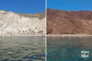 white and red beach at santorini