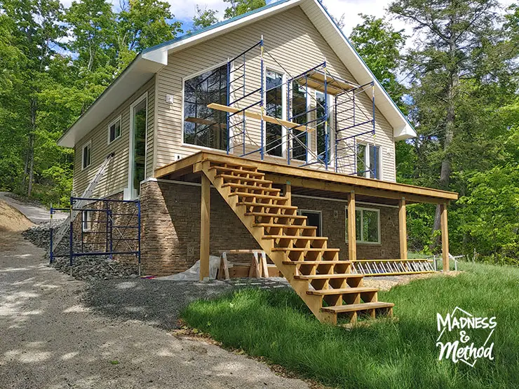 lakeside of cottage under construction