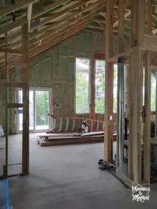 cottage construction framing view to windows
