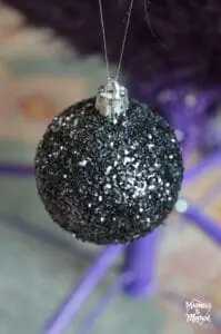 black glitter christmas ball ornament