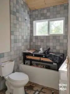 cottage bathroom tiling progress