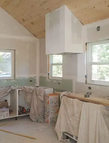 cottage kitchen under construction