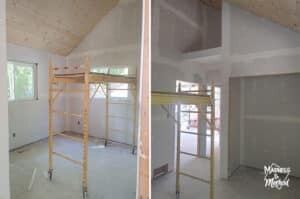 empty drywalled bedroom with pine ceiling