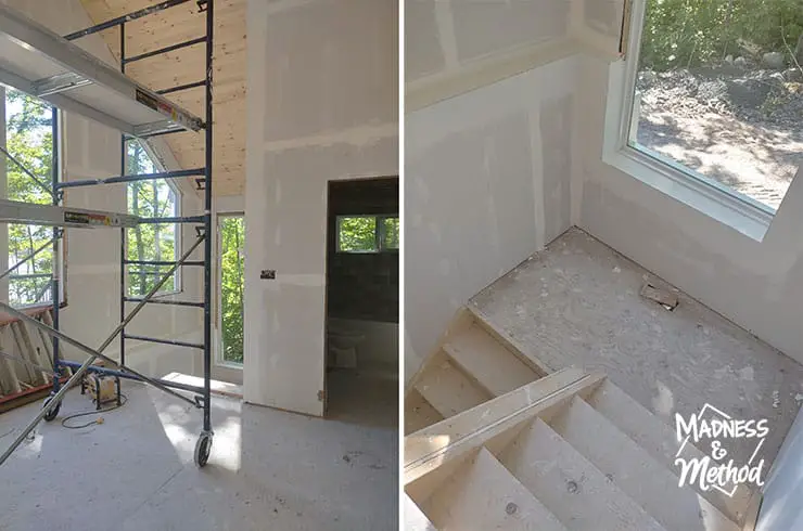 split staircase with big window