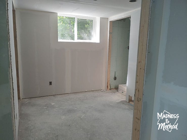 basement bedroom drywall