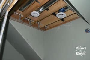 open ceiling in basement bath