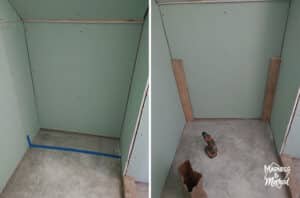 drywall with wood