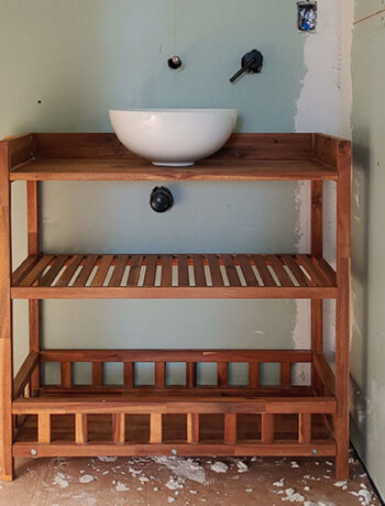 kitchen cart as bathroom vanity