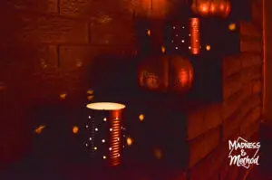 tin can lanterns at night