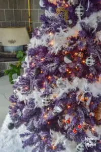 purple christmas tree with lights