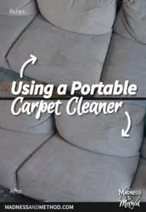 using a portable carpet cleaner before after