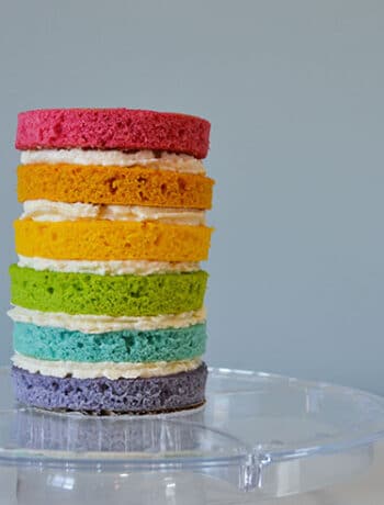 stacked rainbow cake no icing