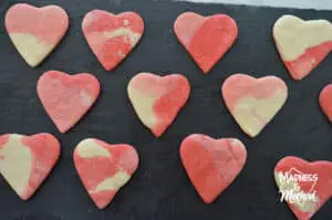 red marble heart cookies