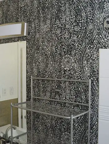 black wallpaper in bathroom