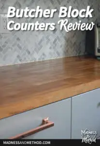 butcher block counters review text with wood counter and marble backsplash