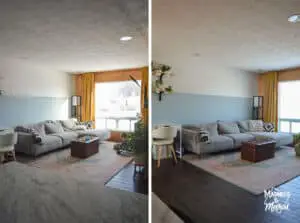 living room in morning and afternoon