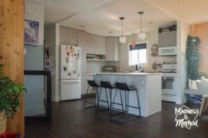 gray kitchen with island