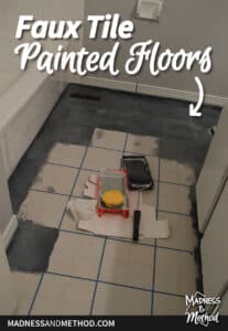 faux tile painted floors progress