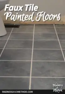 dark blue faux tile painted floors
