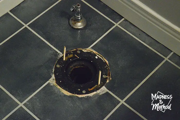 toilet flange with new bolts