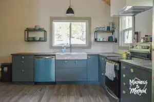 turquoise cabinets in kitchen