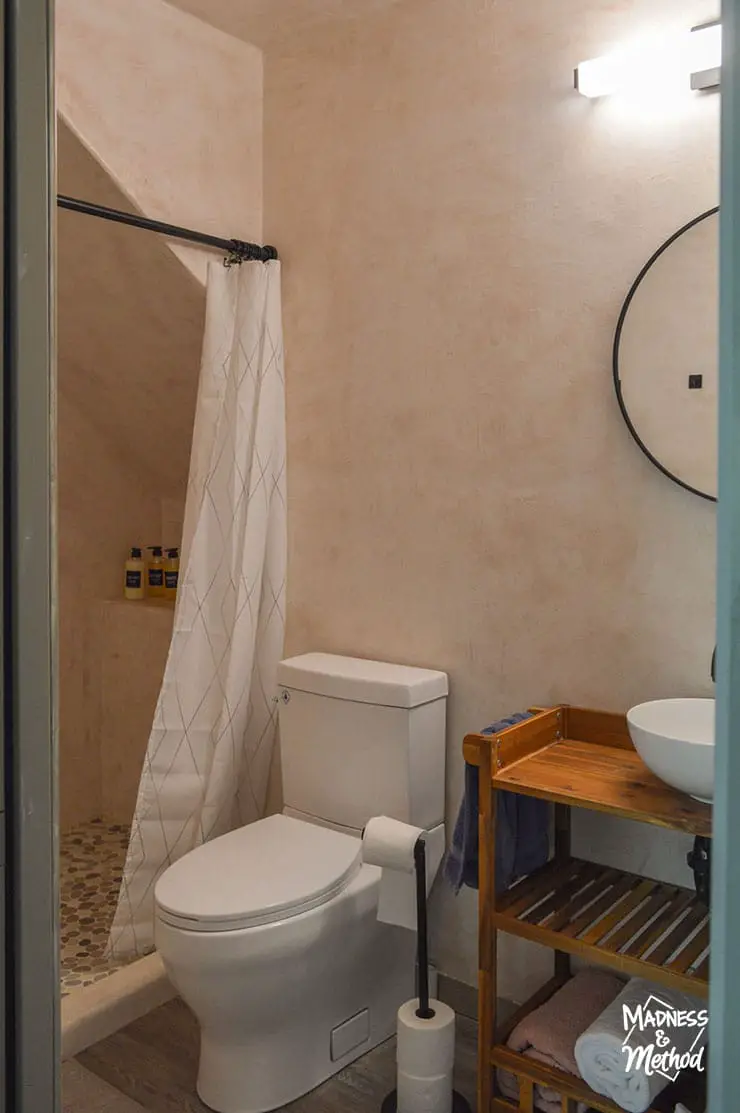 pink microcement bathroom