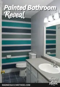 painted bathroom reveal text overlay