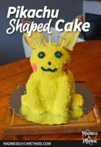 shaped Pikachu cake construction