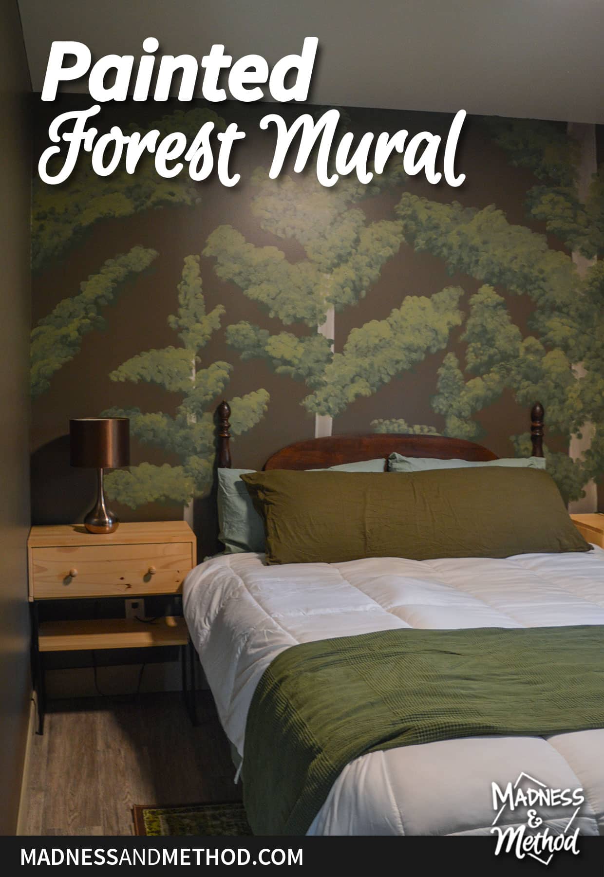 pine tree painted forest mural