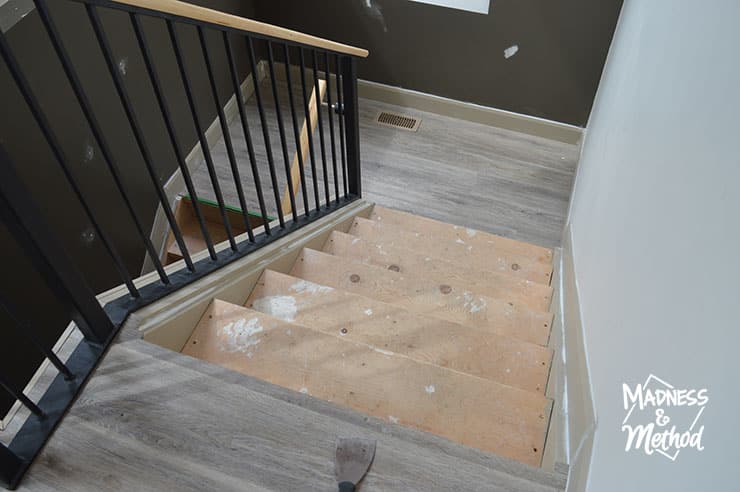 bare wood staircase