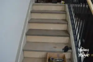 staining wood staircase