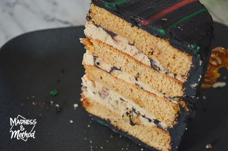 caramel cake with four layers